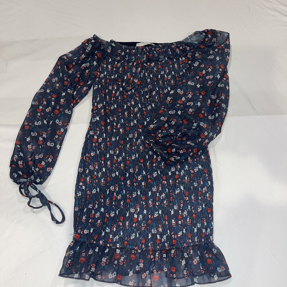 By Egreis Women’s Blue Floral Mini Dress Size Extra Small Long Sleeve